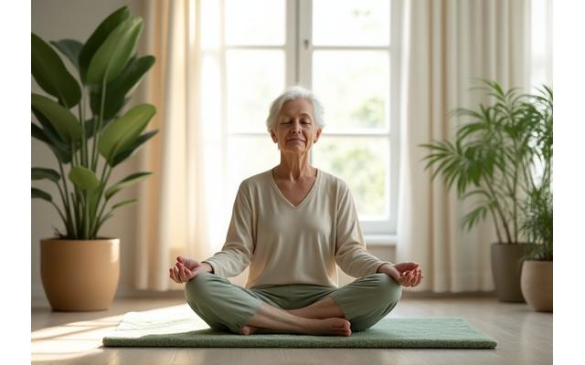 Person meditating in a calm environment